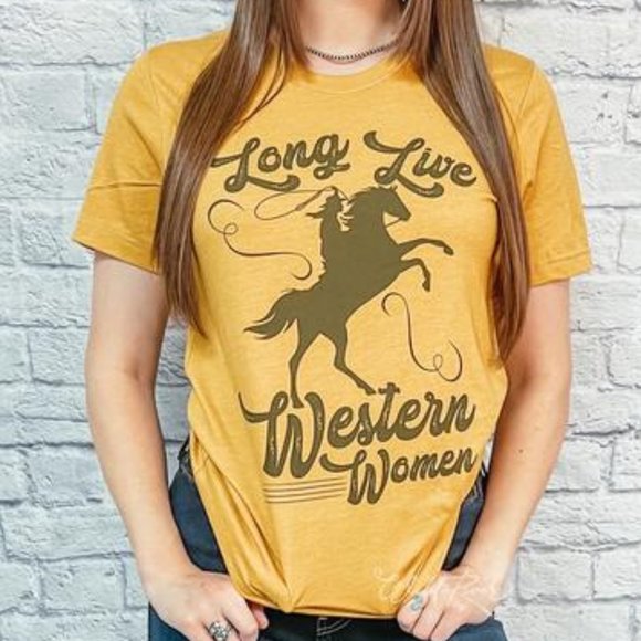 LONG LIVE WESTERN WOMEN Handmade Graphic Tee - Picture 1 of 6